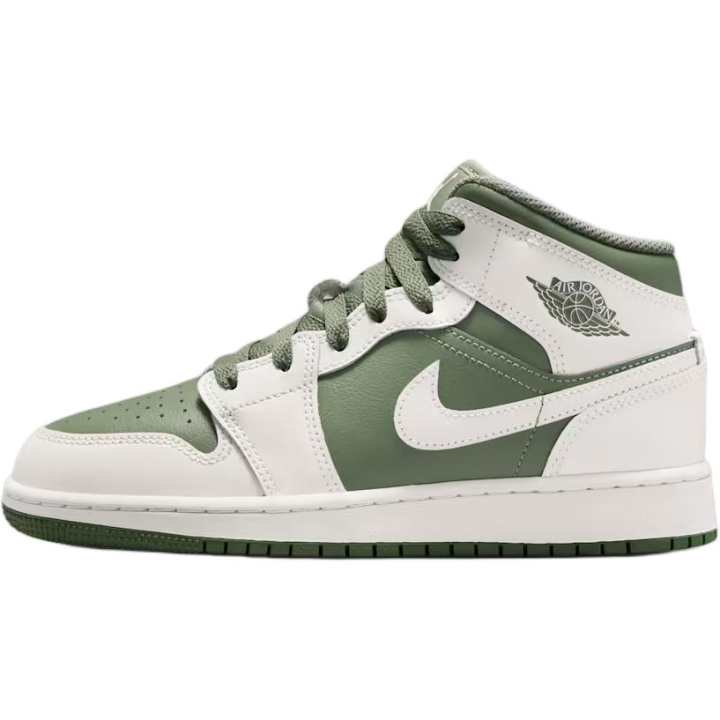 Jordan Jordan Air Jordan 1 Mid top Basketball Shoes White Green Unisex
