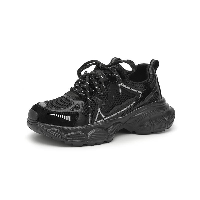 DAPHNE DAPHNE Textile, Split Cow Leather Slip Resistant Height Increasing Low top Chunky Sneakers Women's