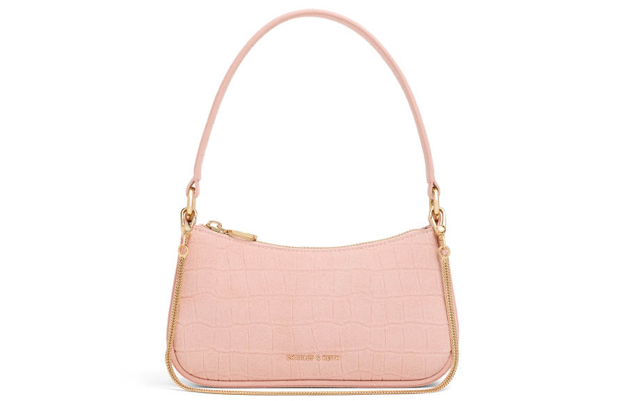 CHARLES&KEITH Synthetic Leather Shoulder Bag Small Women's Chocolate/Pink