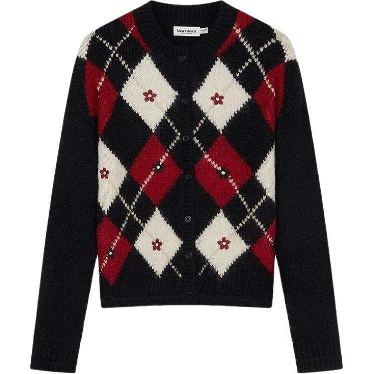 Teenie Weenie Sweaters Women's Black Crew Neck Moderate Cardigan