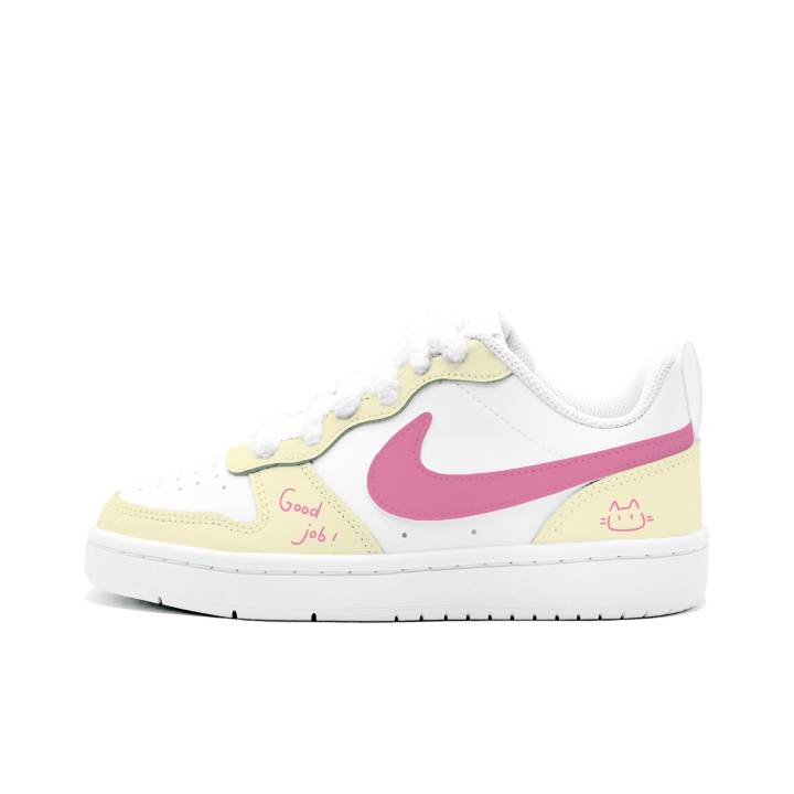 Nike Nike Court Borough 2 Milk Yellow Peach, Kung Fu Rabbit Leather Cushioning Abrasion Resistant Slip Resistant