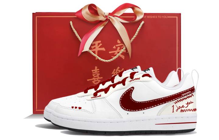 Nike Nike Court Borough 2 Low top Skateboard Shoes White Red Teenagers