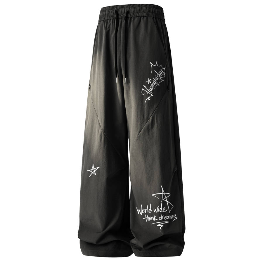 HUANQIU Casual Pants Unisex Thin Wide Leg Pants