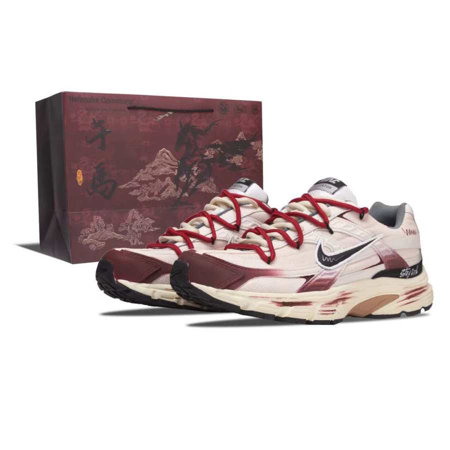Nike Nike Initiator Textile, Synthetic Leather Abrasion Resistant Breathable Low top Running Shoes Men's Beige Red