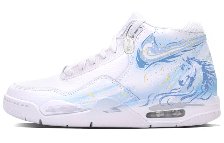 Nike Nike Flight Legacy Mid top Vintage Basketball Shoes Unisex Blue Gold