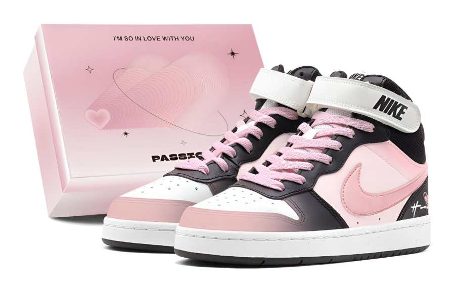 Nike Nike Court Borough 2 Fuchsia Heart, Couple's, Hand Drawn Graffiti, Sweet And Cute Slip Resistant Abrasion Resistant