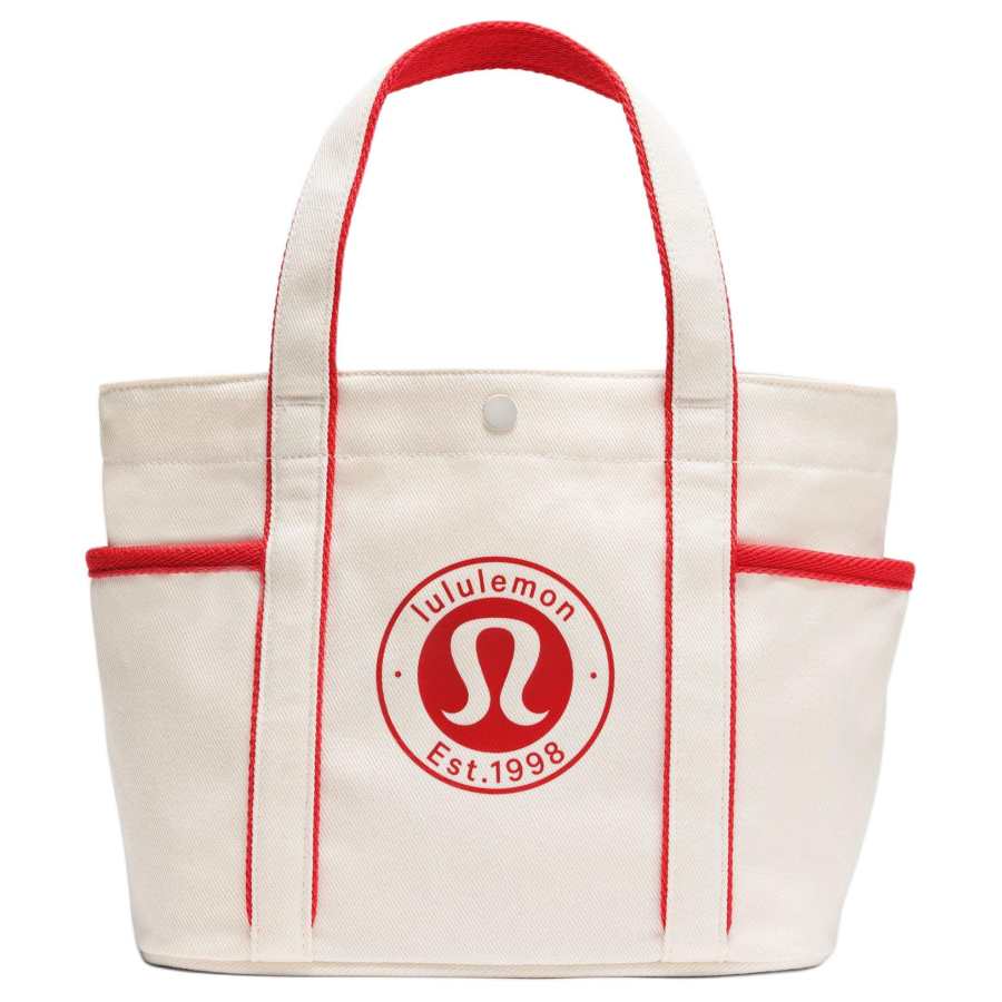 Lululemon Daily Cotton Handbag Mini Women's Ecru & Red