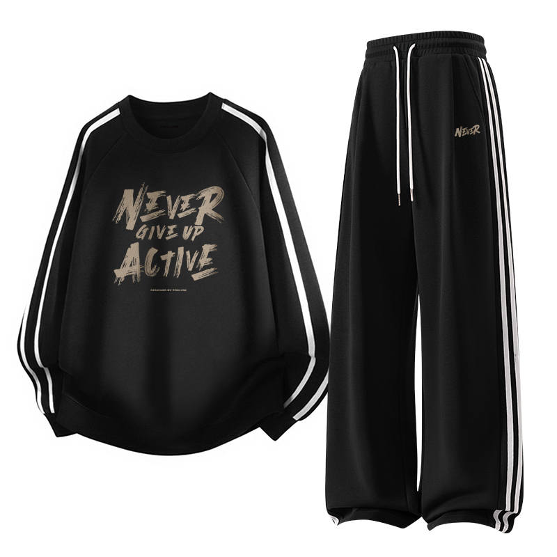 Tonlion Sweatshirt Sets Unisex Crew Neck Moderate