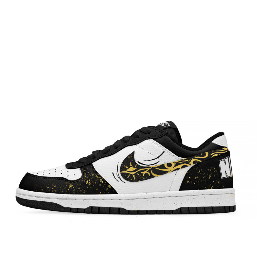 Nike Nike Big Low Lu Cushioning Abrasion Resistant Slip Resistant Low top Skateboard Shoes Unisex Black White Gold