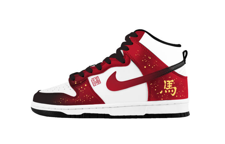 Nike Nike Dunk Instant Blessing Abrasion Resistant High top Skateboard Shoes Women's Black Red White
