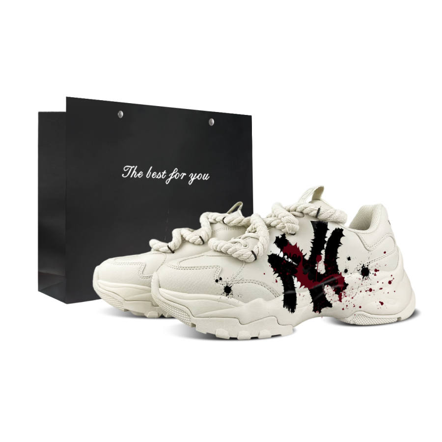 MLB Big Ball Chunky Cushioning Slip Resistant Abrasion Resistant Low top Chunky Sneakers Unisex Beige
