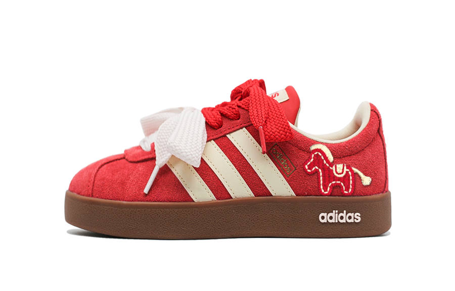 Adidas Adidas Vl Court Classic Fabric Pony Low top Skateboard Shoes Unisex Brier Red