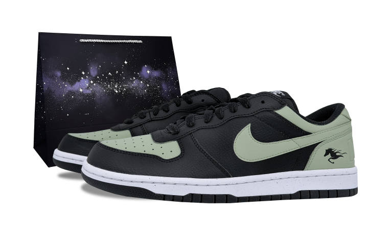 Nike Nike Big Slip Resistant Abrasion Resistant Slip Resistant Abrasion Resistant Low top Skateboard Shoes Men's Black Green