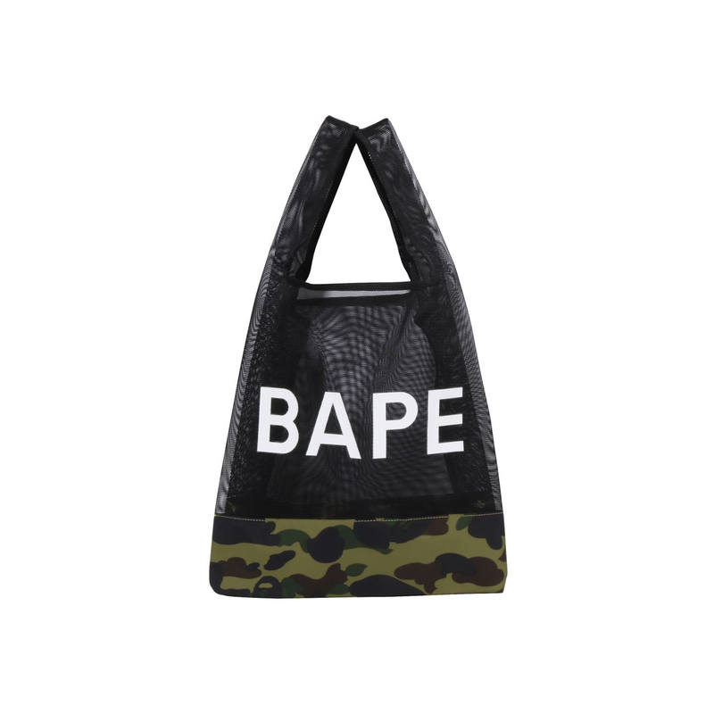 A BATHING APE Fabric Handbag Unisex Green/Yellow