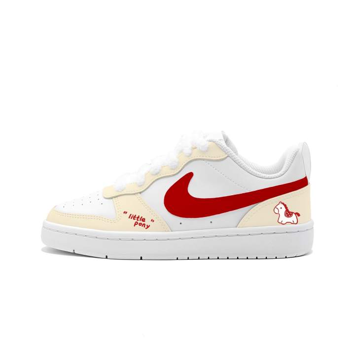 Nike Nike Court Borough Warm Red Cute Horse, Bug II Creation Leather Slip Resistant Cushioning Abrasion Resistant Low top
