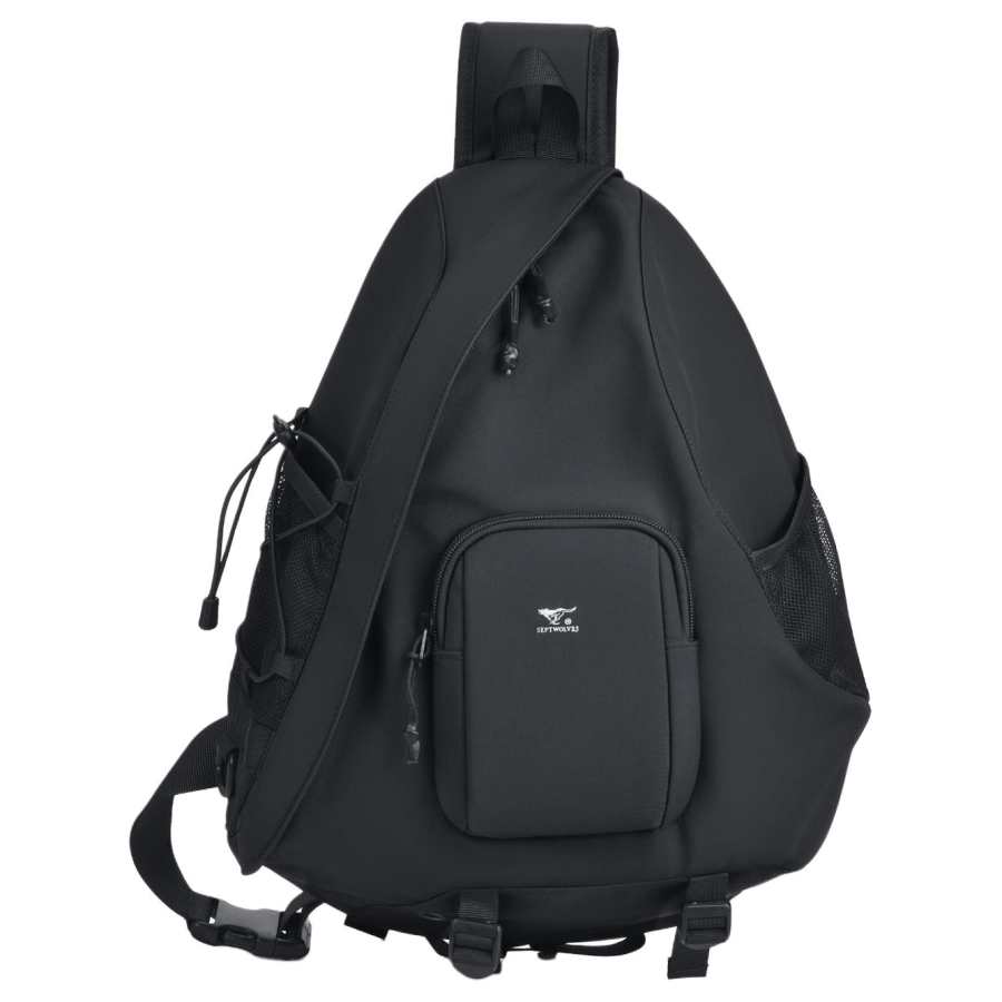 SEPTWOLVES Fabric Crossbody Bag Sling Bag Large Men's Black/White