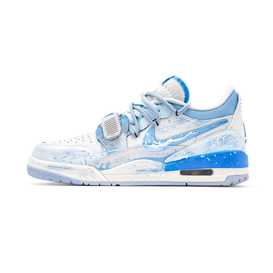 Jordan Jordan Legacy 312 Crushed Ice Slip Resistant Abrasion Resistant Low top Children's Basketball Shoes Blue White Unisex