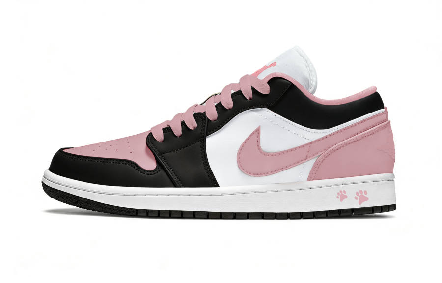 Jordan Jordan Air Jordan 1 Coconut Jelly Leather Low top Children's Basketball Shoes Black Pink Unisex