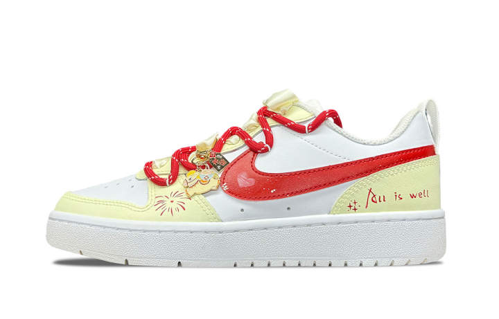 Nike Nike Court Borough GS Spring Sequence Leather Cushioning Abrasion Resistant Slip Resistant Low top Skateboard Shoes