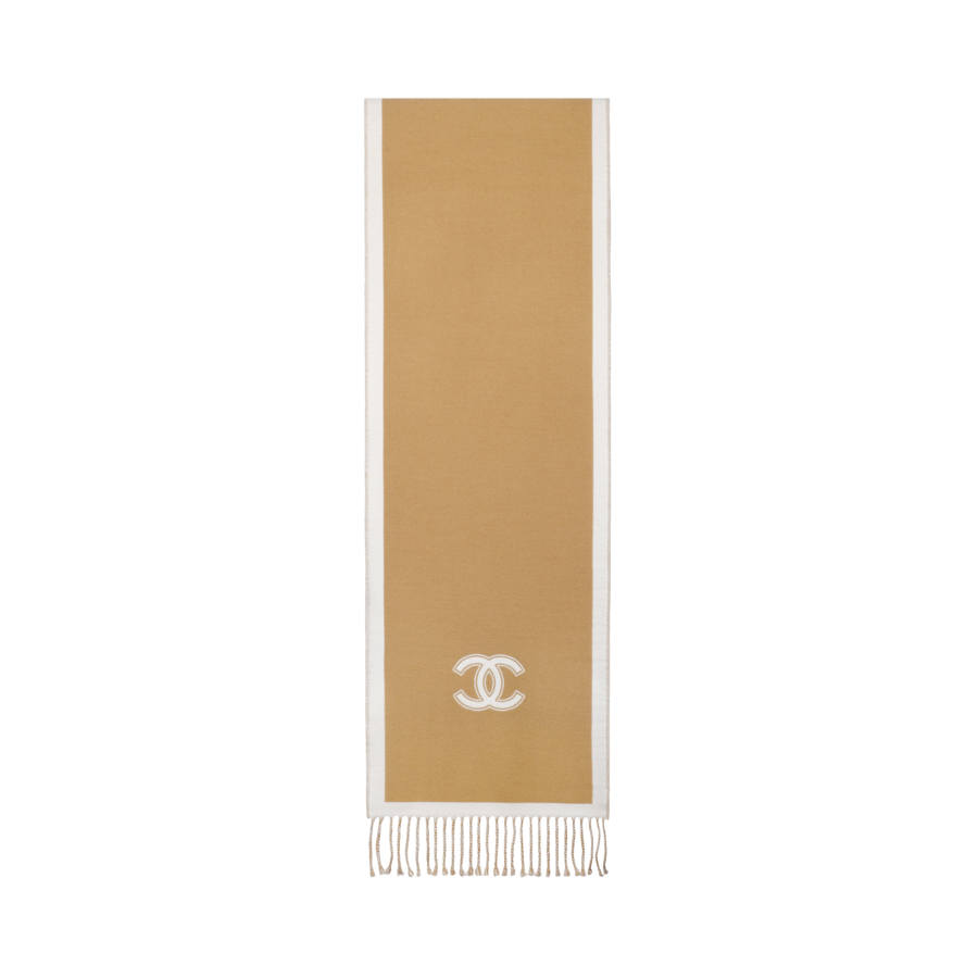 CHANEL CHANEL Wool Knit Scarves Unisex Khaki