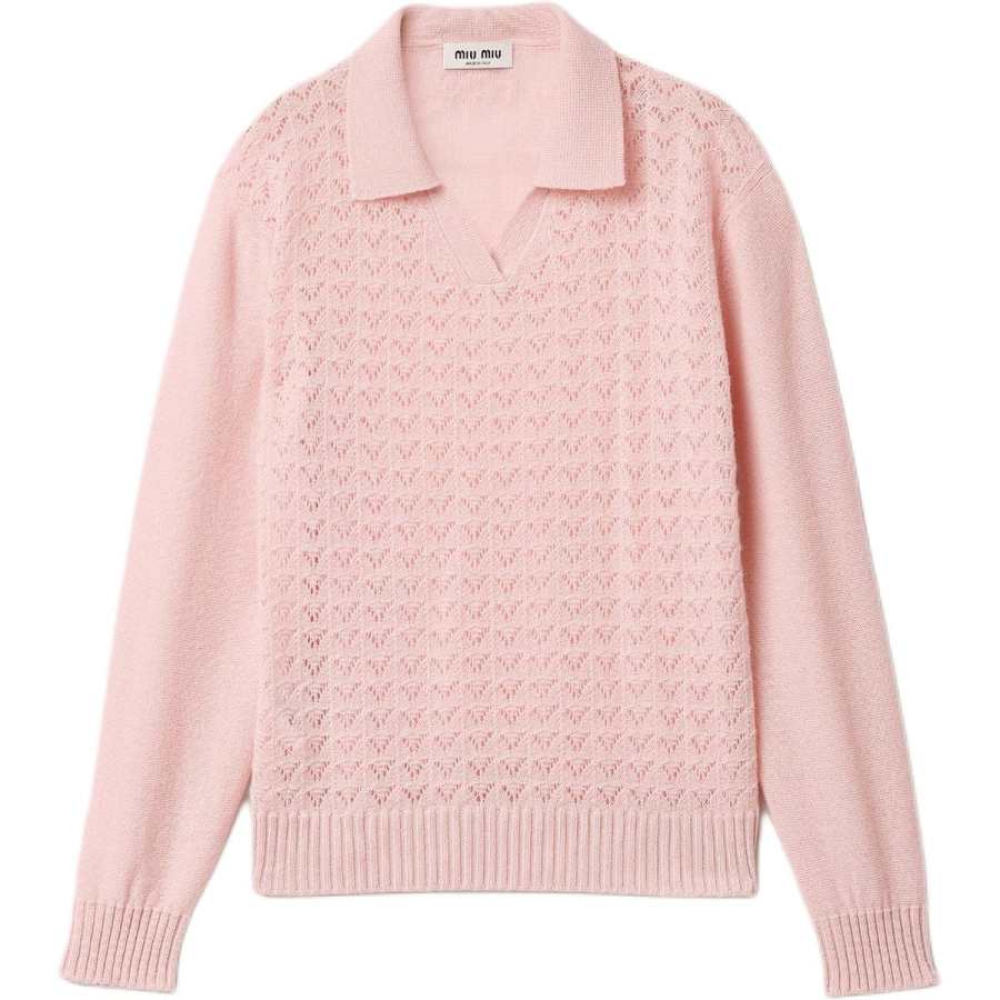 Miu Miu Open-Knit Polo Sweater