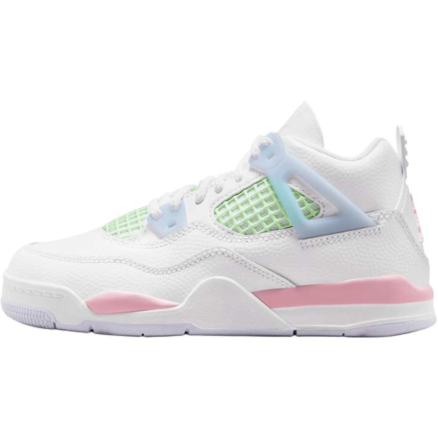 Jordan Jordan Air Jordan 4 Slip Resistant Children's Basketball Shoes White Blue Green Children Aged 3 7 Years Old