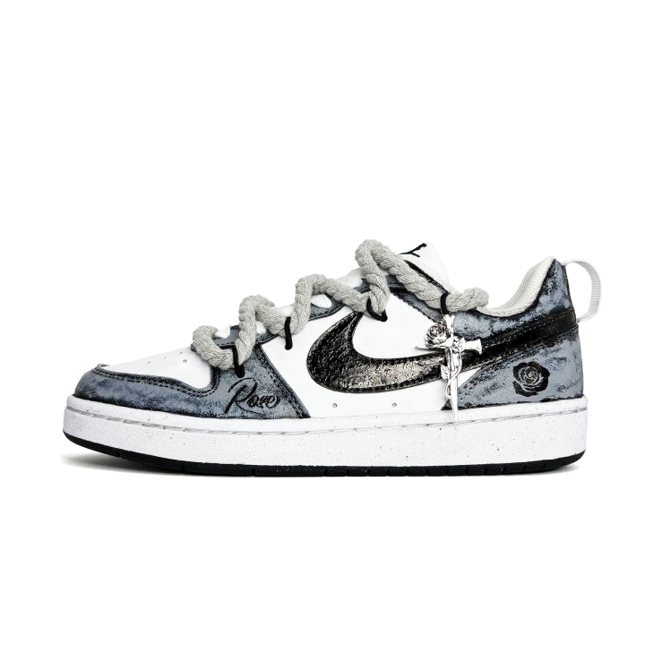 Nike Nike Court Borough Gray Tone Rose, Graffiti, Hand Drawn, American Synthetic Leather Slip Resistant Low top