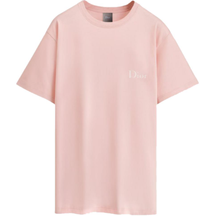 DIOR T Shirts Men's Pink Crew Neck Moderate Straight Fit