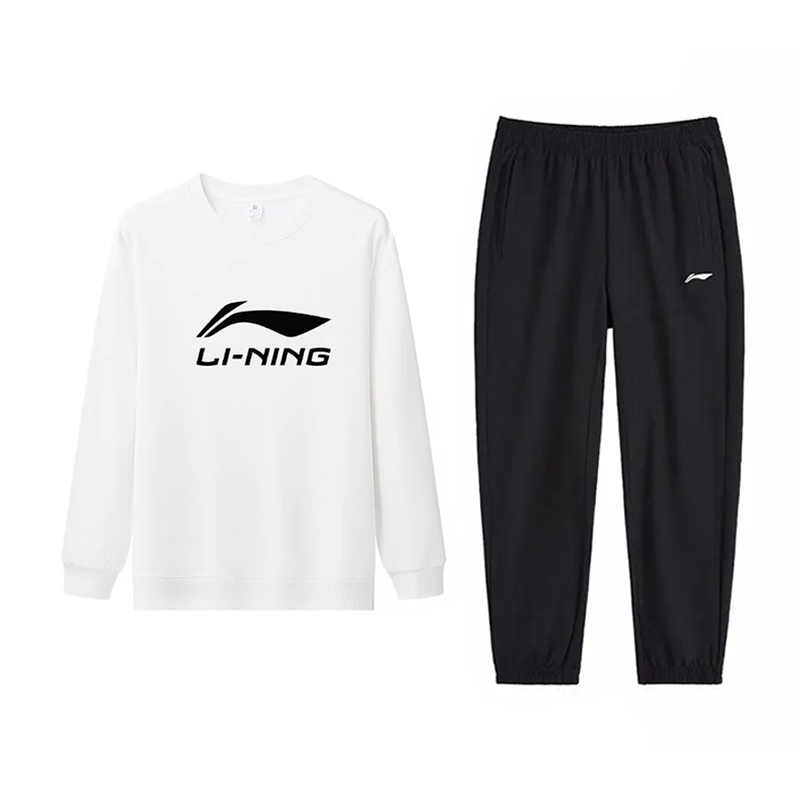 Li-Ning Li Ning Fashion Trend Cotton Fleece Lined Thermal Comfortable Versatile Crew Neck Pullover Long Sleeved Sweatshirt