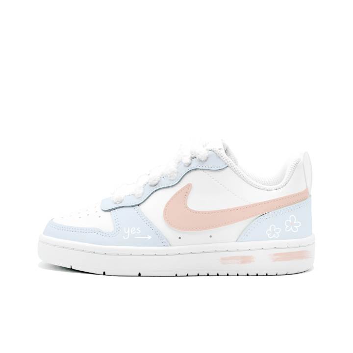 Nike Nike Court Borough 2 Cloud between Sweet Almond, Kung Fu Rabbit Leather Cushioning Abrasion Resistant Slip Resistant