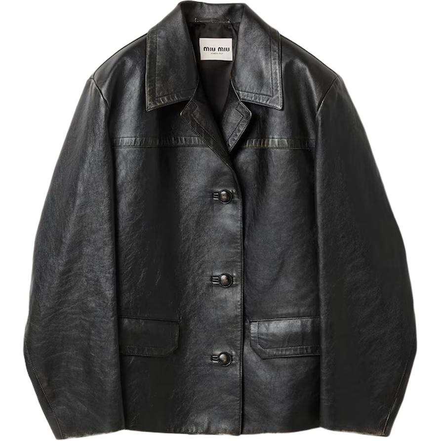 MIU MIU SS26 Leather Jacket Regular Fit Women's