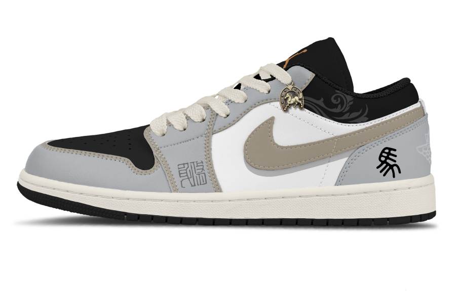 Jordan Jordan Air Jordan 1 Frost Gray Ink Shadow Leather Slip Resistant Abrasion Resistant Slip Resistant Abrasion Resistant