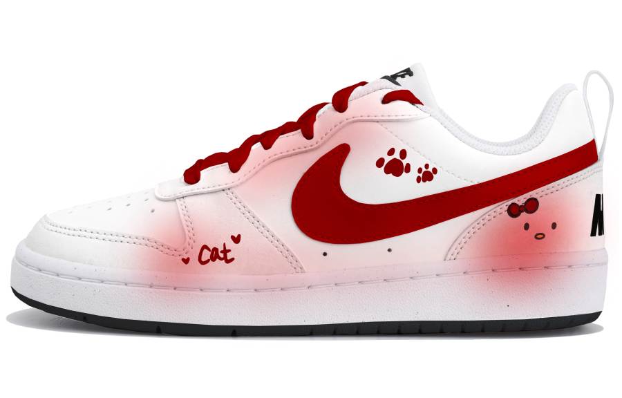 Nike Nike Court Borough Low top Kids' Skateboarding Shoes White Red Teenagers