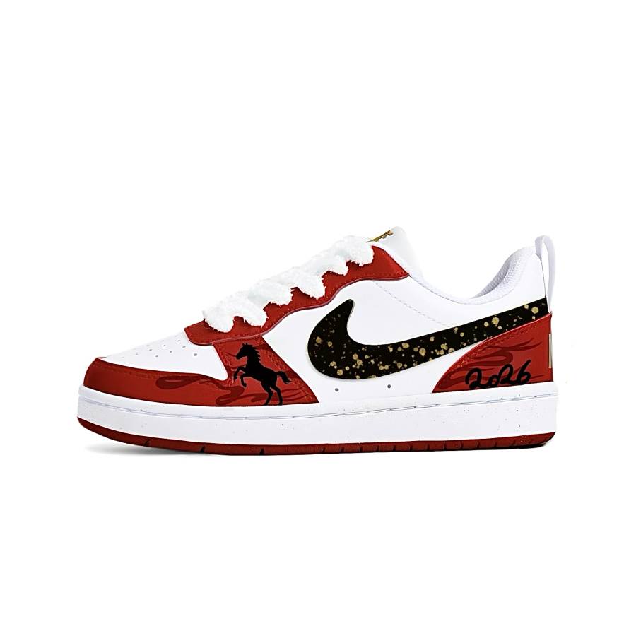 Nike Nike Court Borough Good Luck+Ma, Jia Manufacturing Leather Support Abrasion Resistant Slip Resistant