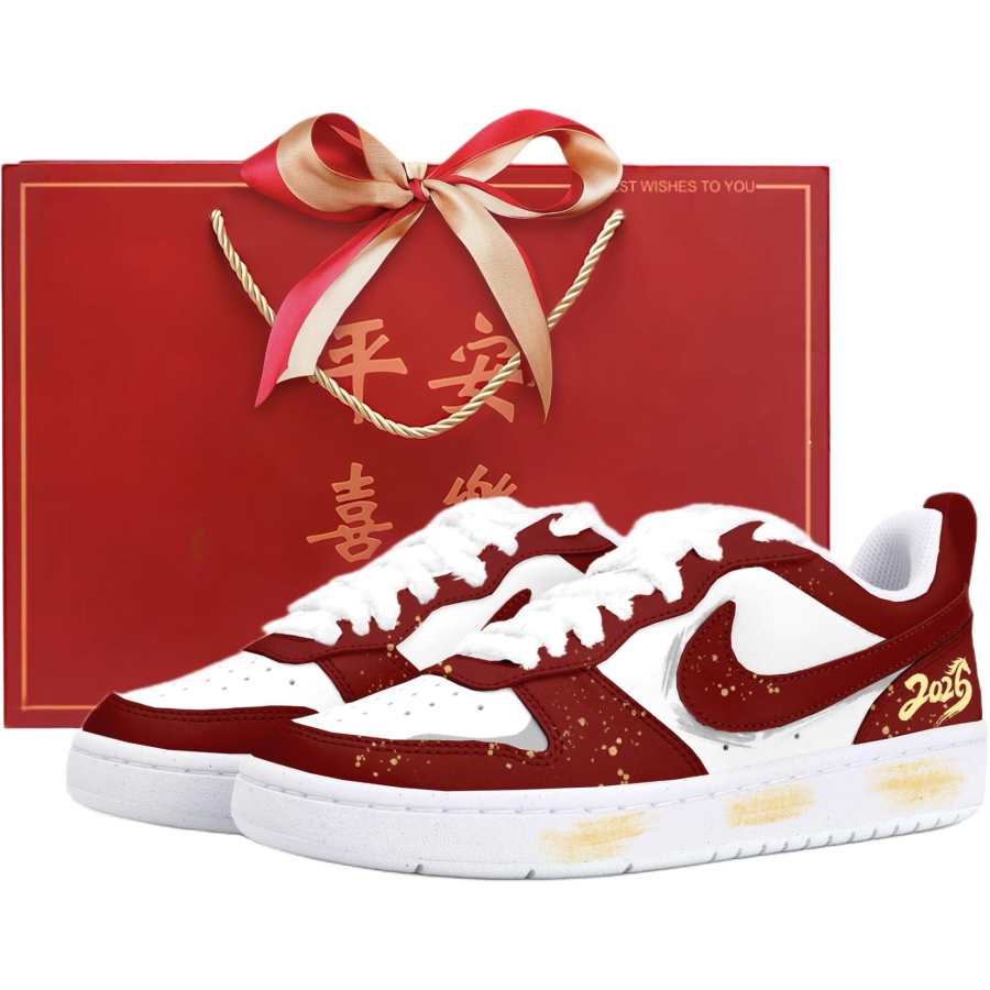Nike Nike Court Borough Low top Kids' Skateboarding Shoes White Red Teenagers