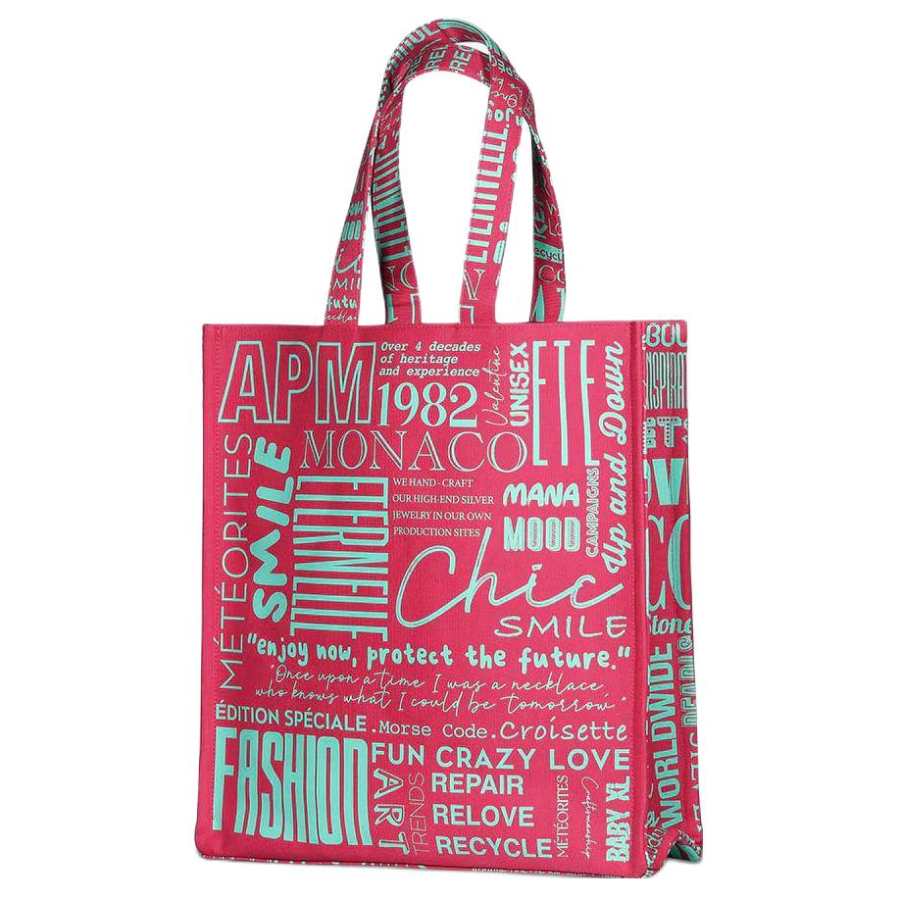 Apm Monaco Canvas Tote Bag, Shopping Bag, Handbag Regular Women's Pink & Neon Green