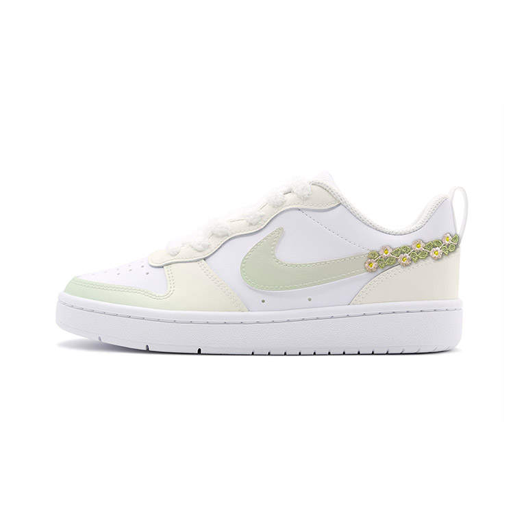 Nike Nike Court Borough Lime Mel Leather Abrasion Resistant Slip Resistant Low top Skateboard Shoes Women's Cyan Beige
