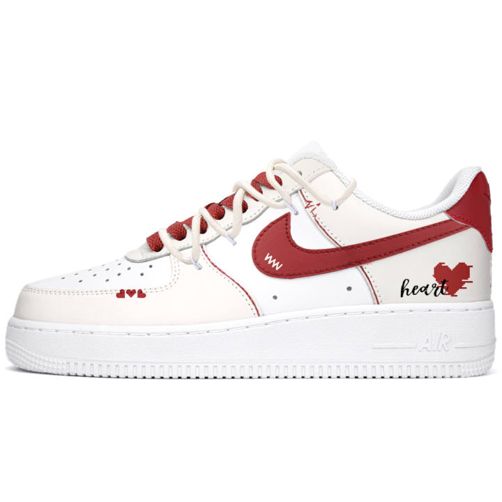 Nike Nike Air Force 1 Heartbeat Trajectory Abrasion Resistant Abrasion Resistant Low top Skateboard Shoes Men's White