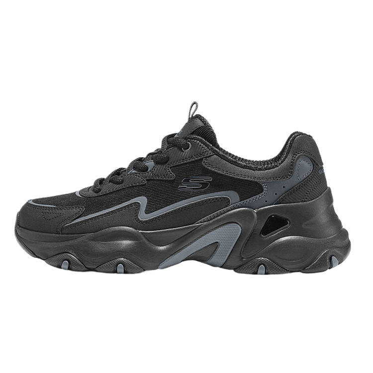 Skechers DLITES Artificial Leather Cushioning Low top Chunky Sneakers Women's Black