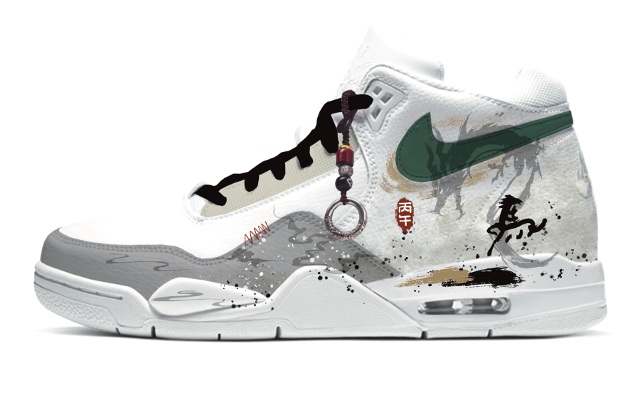 Nike Nike Flight Legacy Longchamp Leaping Horse Slip Resistant Abrasion Resistant Mid top Vintage Basketball Shoes Men's