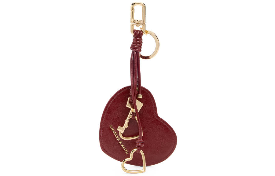 CHARLES&KEITH PU Polyurethane Bag Accessory Unisex Burgundy Wine Red/Black
