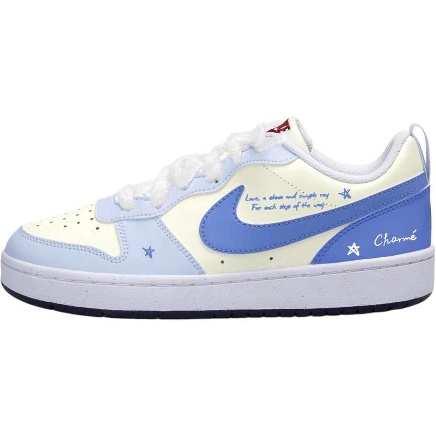 Nike Nike Court Borough 2 Low top Skateboard Shoes Beige Blue Teenagers