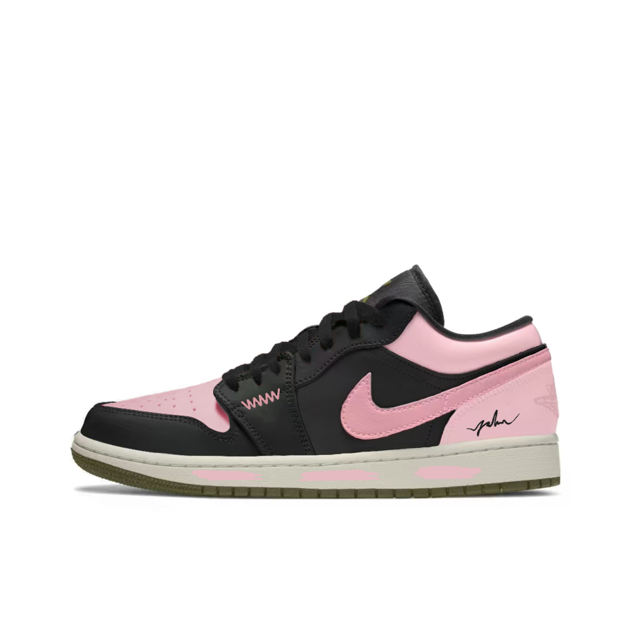 Jordan Jordan Air Jordan 1 Strawberry Milk Cake Slip Resistant Abrasion Resistant Low top Children's Basketball Shoes