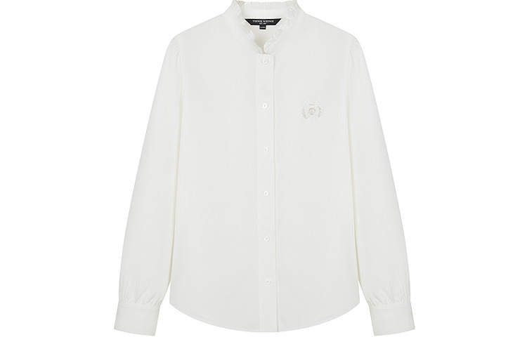 Teenie Weenie Shirts Women's White Stand Collar Moderate Shirt