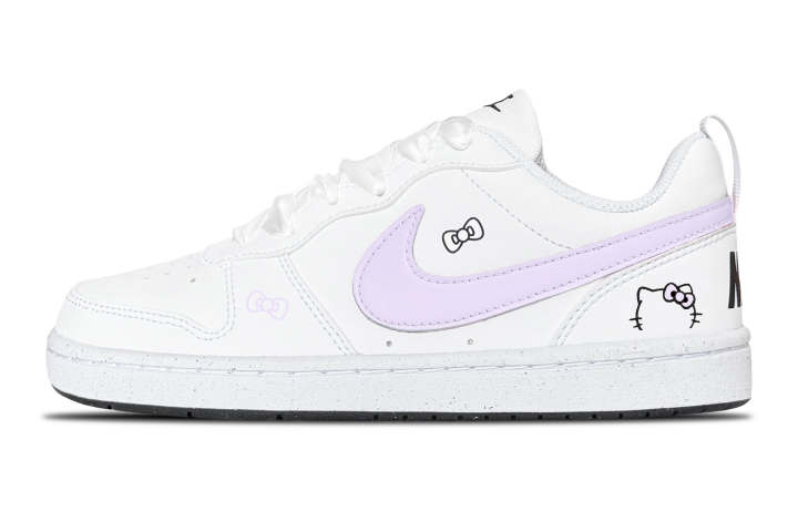 Nike Nike Court Borough Purple Kitten Low top Kids' Skateboarding Shoes White Kids'