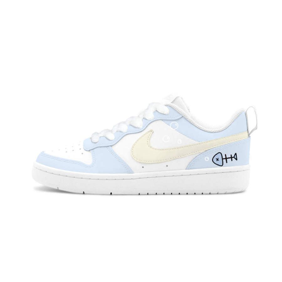 Nike Nike Court Borough 2 HEY Fishbone Bubbles Leather Slip Resistant Cushioning Abrasion Resistant