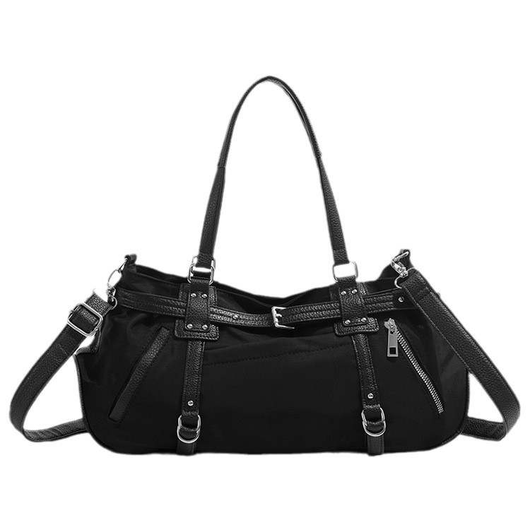 PAYOT Nylon With Synthetic Leather Shoulder Bag Regular Women's Black/Leopard Print/Pink