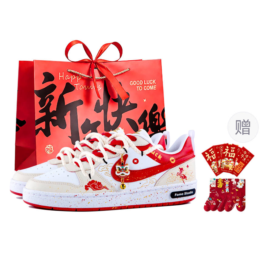 Nike Nike Court Borough Abrasion Resistant Low top Kids' Skateboarding Shoes White Red Teenagers