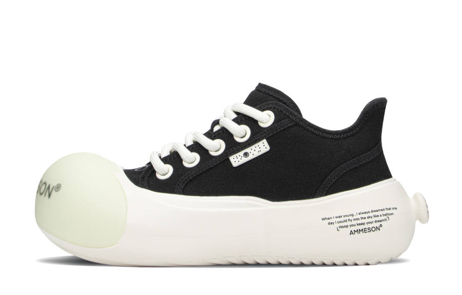 AMMESON Slip Resistant Abrasion Resistant Low top Skateboard Shoes Women's Black White