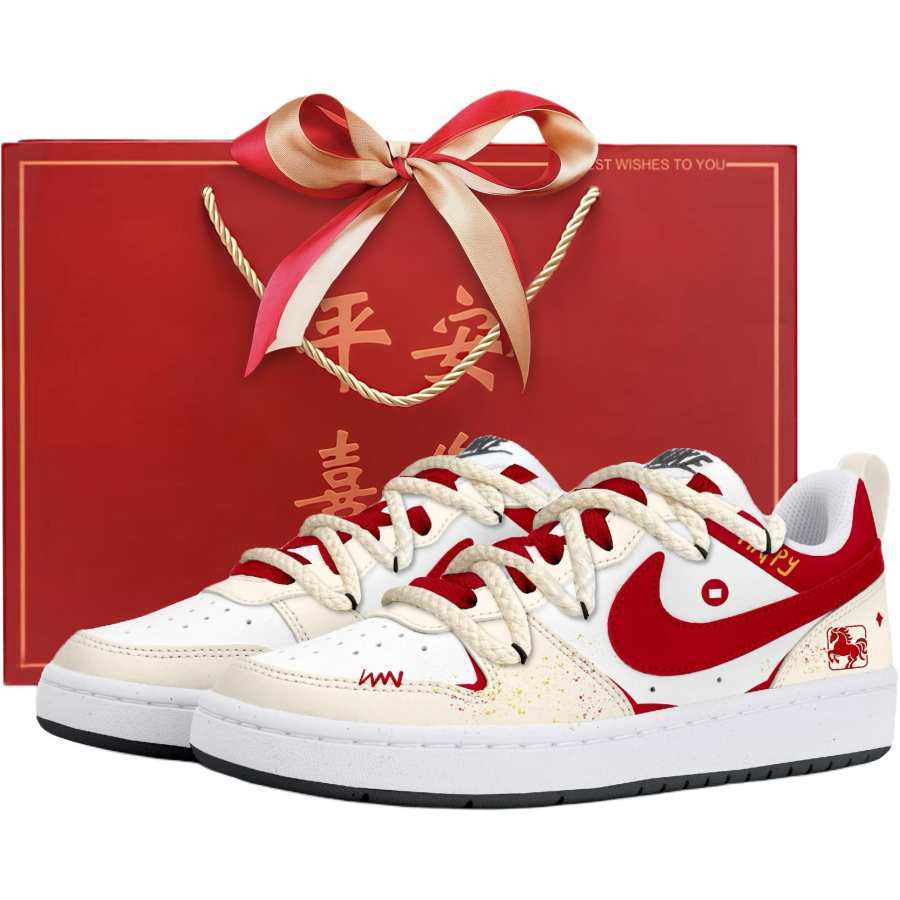 Nike Nike Court Borough Low top Kids' Skateboarding Shoes White Red Teenagers